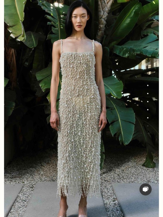 cult gaia Dresses & Skirts - cult gaia ginevra gown- Ivory Beaded Fringe Midi Dress